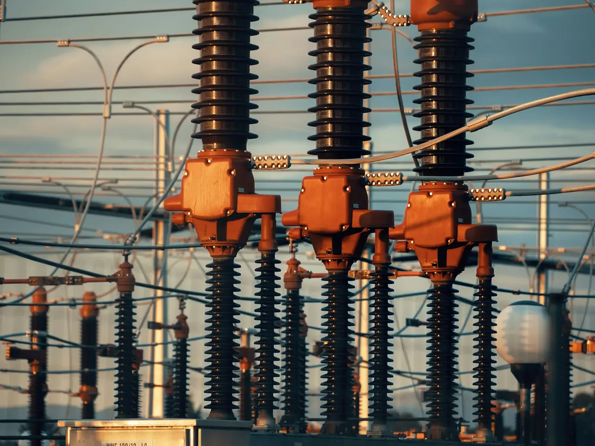 High-voltage switchgear in an electrical substation