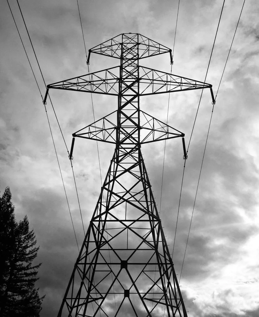 Transmission tower and overhead lines